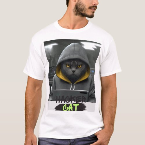 funny hacker cat T_Shirt