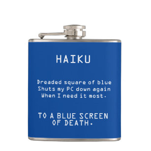 Funny Haiku to the Blue Screen of Death Flask