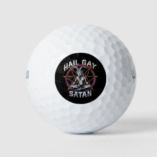 Funny Hail Gay Satan LGBT Goth Gay Pride Baphomet Golf Balls