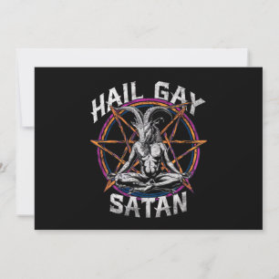 Funny Hail Gay Satan LGBT Goth Gay Pride Baphomet Invitation