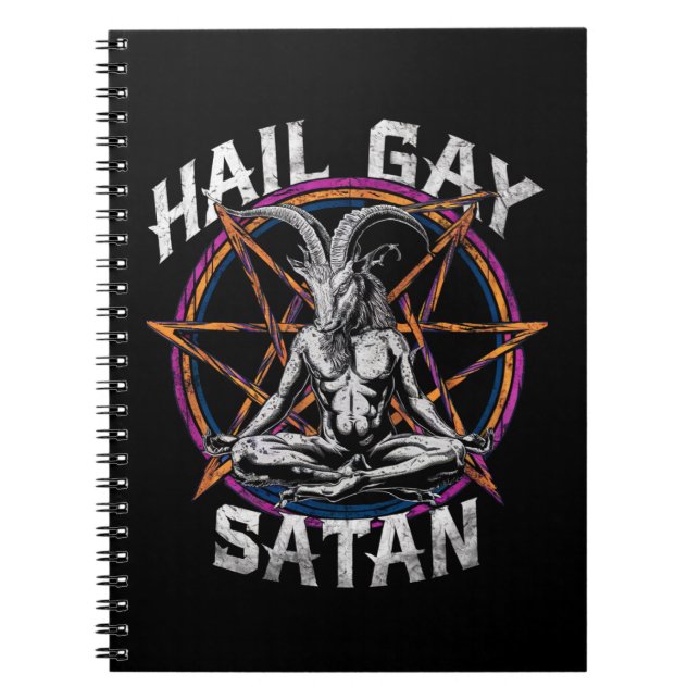 Funny Hail Gay Satan LGBT Goth Gay Pride Baphomet Notebook (Front)