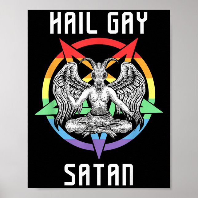Funny Hail Gay Satan Lgbt Goth Gay Pride Baphomet  Poster (Front)