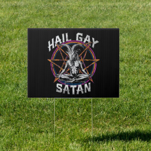 Funny Hail Gay Satan LGBT Goth Gay Pride Baphomet Sign