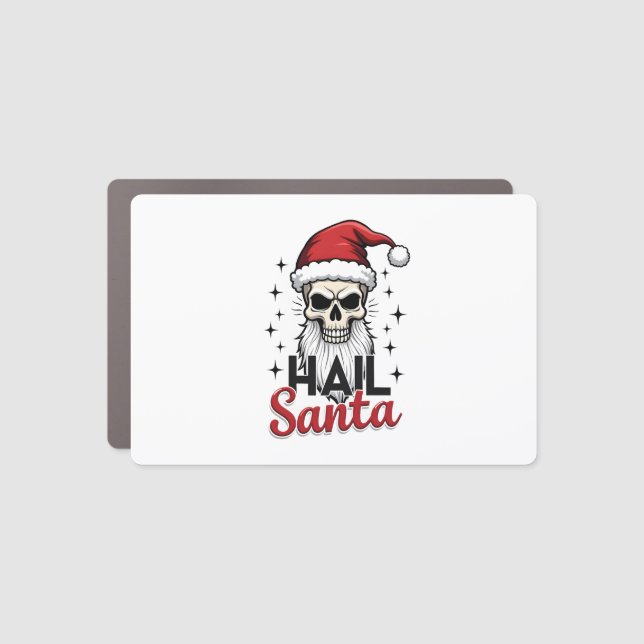 Funny Hail Santa Claus Skull Skeleton Antichrist C Car Magnet (Front)