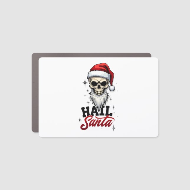 Funny Hail Santa Claus Skull Skeleton Antichrist C Car Magnet (Front)