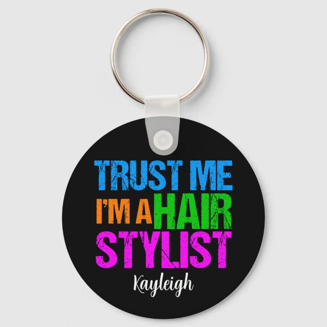 Funny Hair Stylist Keychain (Front)
