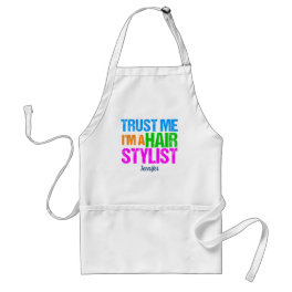 Funny Hair Stylist Monogram Hairstylist Humor Adult Apron