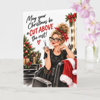 Funny Hairdresser Christmas Card Cut Above