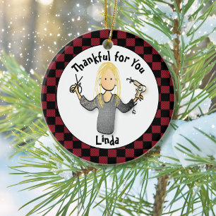 Funny Hairdresser Gift - Thank You Beautician Idea Ceramic Ornament