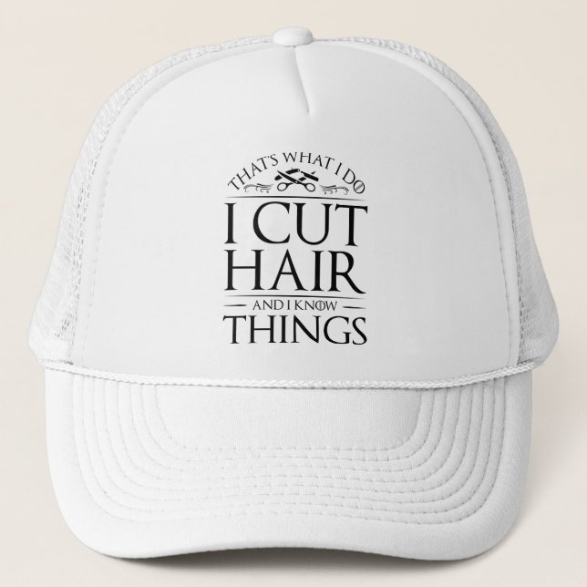Funny Hairdresser Hairstylist Barber Trucker Hat (Front)