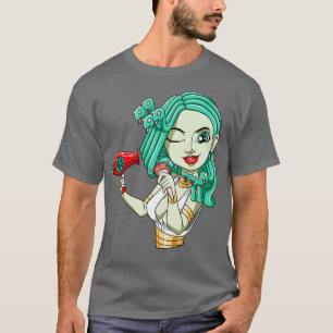 Funny hairdresser mythology blow dryer curls T-Shirt