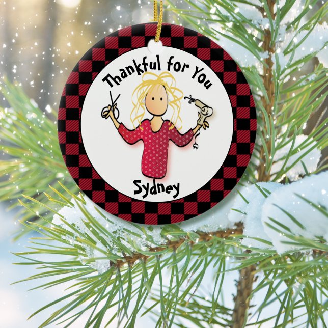 Funny Hairdresser Small Gift Thank You Beautician Ceramic Ornament (Creator Uploaded)