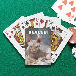 Funny Hairless Sphynx Cat Deal'em Custom Poker Cards
