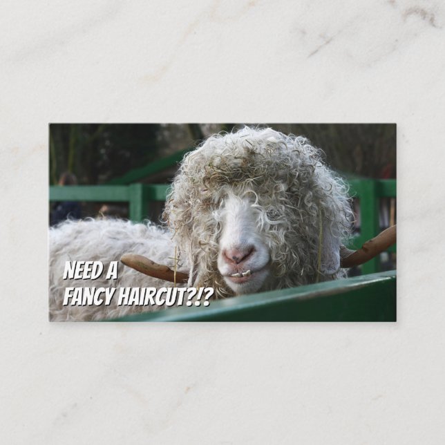 Funny hairstylist fancy new haircut specialist business card (Front)
