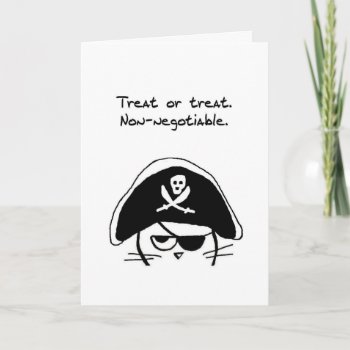 Funny Halloween - Angry Cat Is A Pirate Card by FunkyChicDesigns at Zazzle