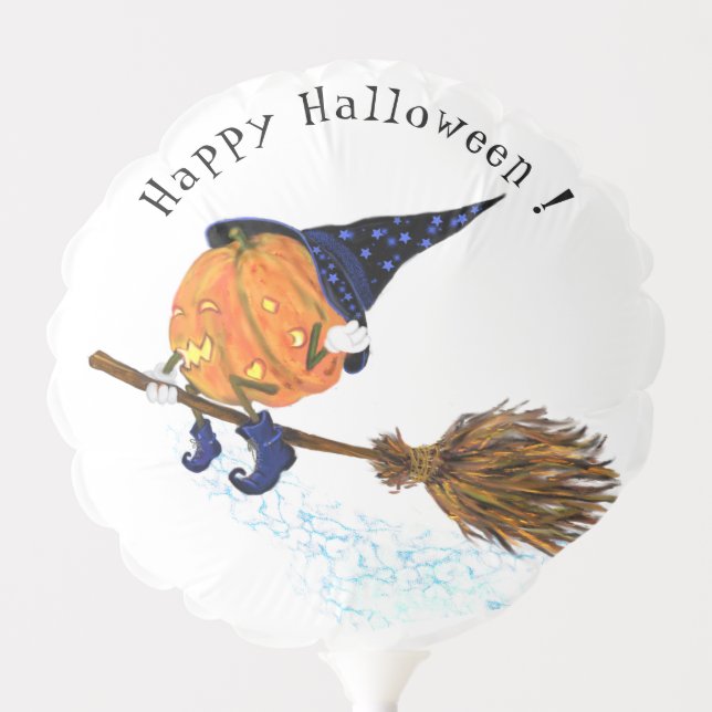 Funny Halloween Balloon with Witch Pumpkin Flying (Front)