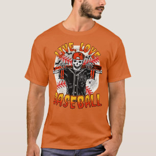 Funny Halloween Baseball Saying Quote Live Life Ba T-Shirt