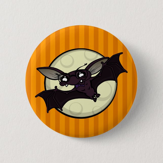 FUNNY HALLOWEEN BAT ROUND BUTTON (Front)