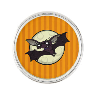 FUNNY HALLOWEEN BAT ROUND LAPEL PIN