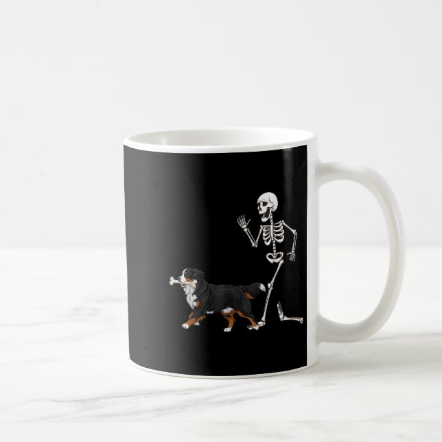Funny Halloween Bernese Mountain Dog And Skeleton  Coffee Mug (Right)