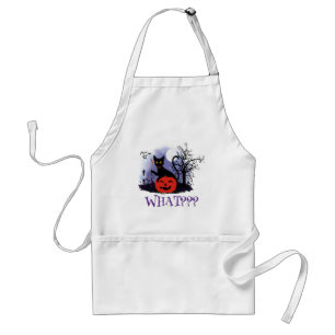 Funny Halloween Bewitched Black Cat What? Adult Apron