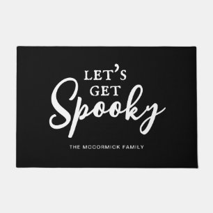 Funny Halloween Black And White Spooky Family Name Doormat