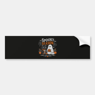 Funny Halloween Black Cat and Ghost Coffee Lover Bumper Sticker