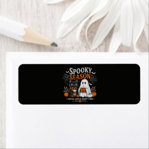 Funny Halloween Black Cat and Ghost Coffee Lover Label