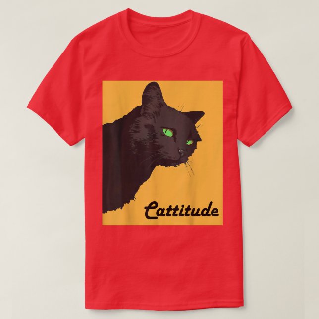 Funny Halloween Black Cat Cattitude  Scary Black C T-Shirt (Design Front)