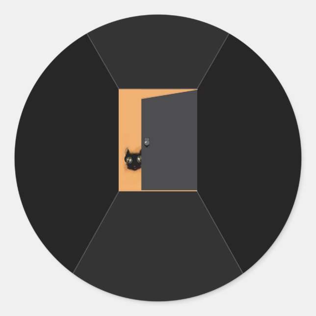 Funny Halloween Black Cat Classic Round Sticker (Front)