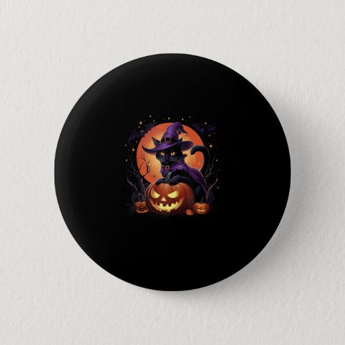 Funny Halloween Black Cat Pumpkin Costume Cat Love Button