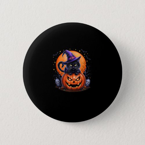 Funny Halloween Black Cat Pumpkin Costume Cat Love Button