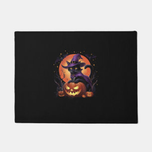 Funny Halloween Black Cat Pumpkin Costume Cat Love Doormat