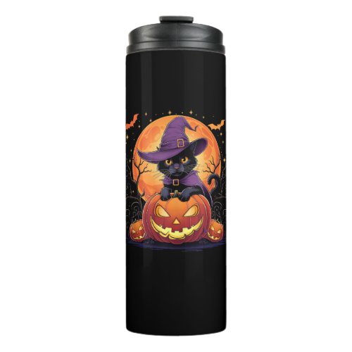 Funny Halloween Black Cat Pumpkin Costume Cat Love Thermal Tumbler