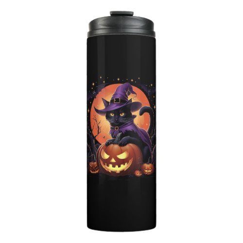 Funny Halloween Black Cat Pumpkin Costume Cat Love Thermal Tumbler