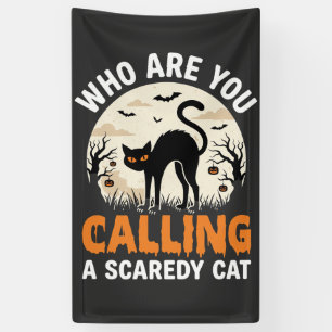Funny Halloween Black Cat Scaredy Cat Vector Desig Banner