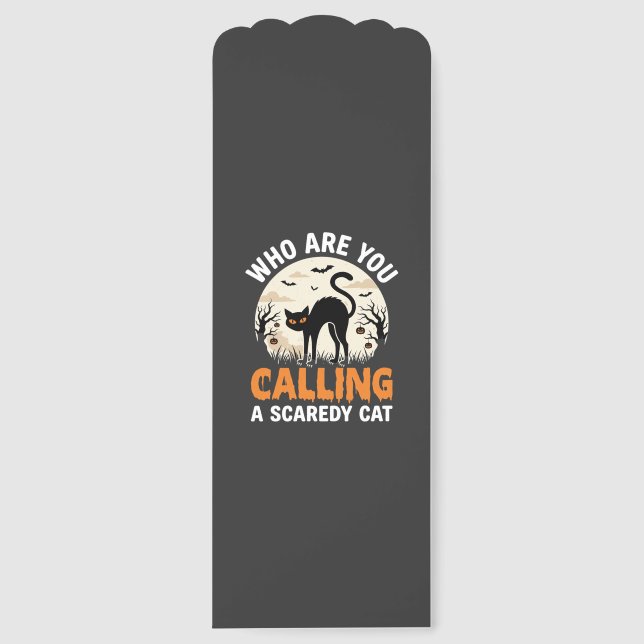 Funny Halloween Black Cat Scaredy Cat Vector Desig Bookmarks (Front)