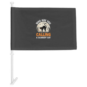 Funny Halloween Black Cat Scaredy Cat Vector Desig Car Flag