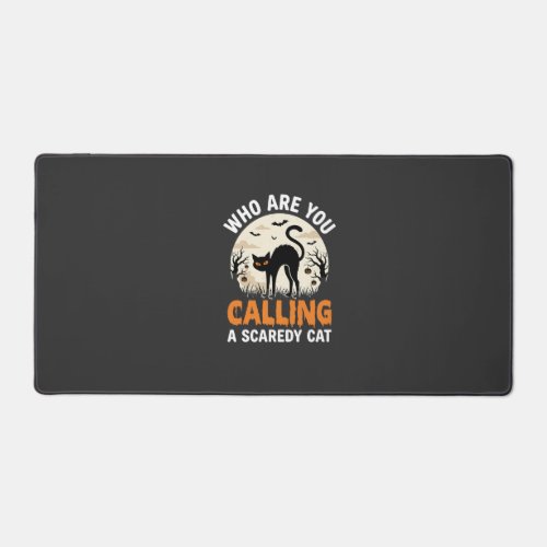 Funny Halloween Black Cat Scaredy Cat Vector Desig Desk Mat