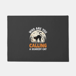 Funny Halloween Black Cat Scaredy Cat Vector Desig Doormat