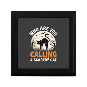 Funny Halloween Black Cat Scaredy Cat Vector Desig Gift Box
