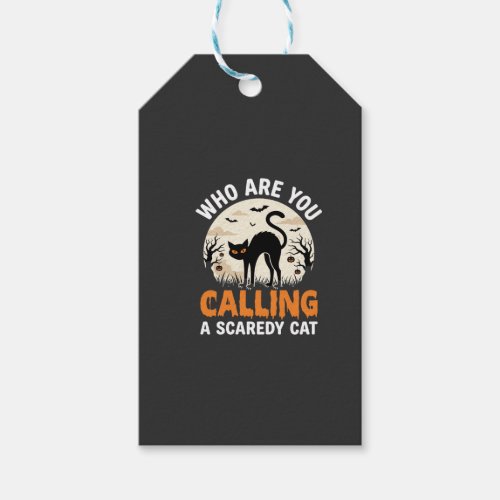 Funny Halloween Black Cat Scaredy Cat Vector Desig Gift Tags