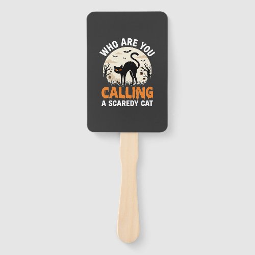 Funny Halloween Black Cat Scaredy Cat Vector Desig Hand Fan