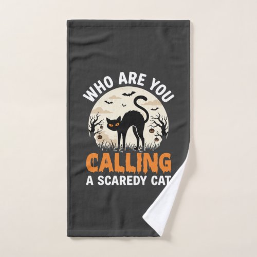 Funny Halloween Black Cat Scaredy Cat Vector Desig Hand Towel