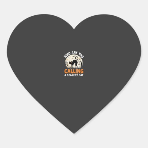 Funny Halloween Black Cat Scaredy Cat Vector Desig Heart Sticker