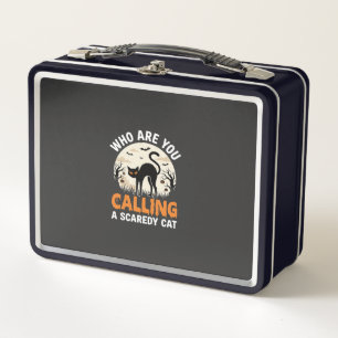 Funny Halloween Black Cat Scaredy Cat Vector Desig Metal Lunch Box
