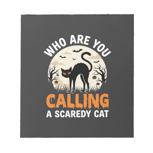 Funny Halloween Black Cat Scaredy Cat Vector Desig Notepad (Front)