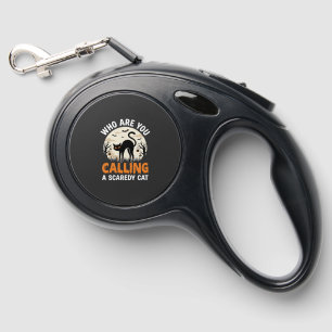 Funny Halloween Black Cat Scaredy Cat Vector Desig Retractable Pet Leash