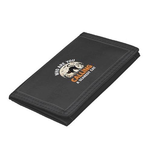 Funny Halloween Black Cat Scaredy Cat Vector Desig Trifold Wallet