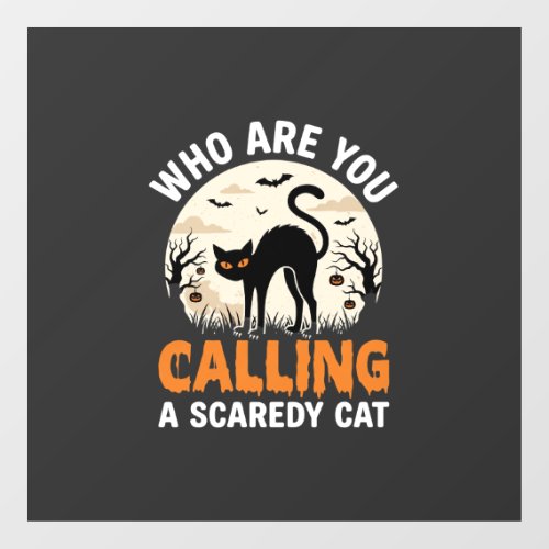 Funny Halloween Black Cat Scaredy Cat Vector Desig Window Cling